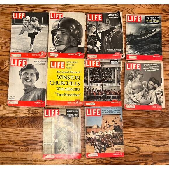 Vintage Lot Of 10 Life Magazine 40s 50s History Politics Hollywood Ads - Picture 1 of 16